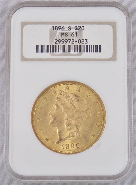 1896 S Liberty Head Double Eagle 20 Twenty Dollar Gold Coin Ngc Ms61