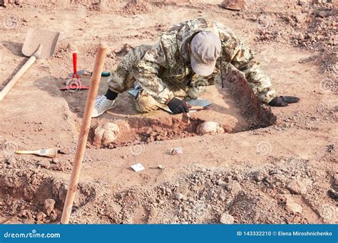 Archaeological Excavation The Archaeologist Conducting Research On