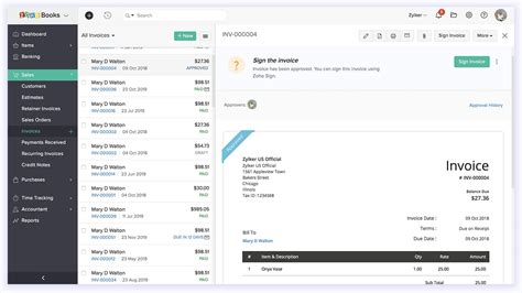 Zoho Books Zoho Sign Integration