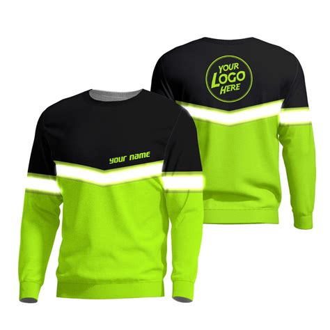 Hi Vis Long Sleeve Shirt Uniform Company Reflective Green Usa Flag