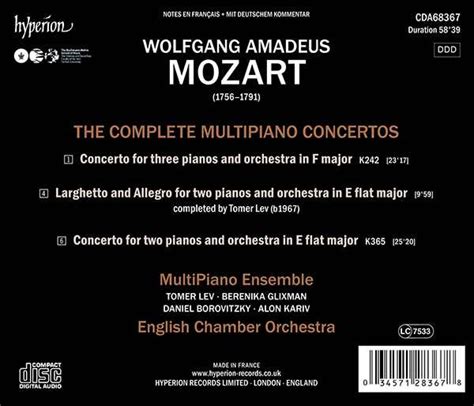 Wolfgang Amadeus Mozart Konzert F R Klaviere Orchester Kv Cd