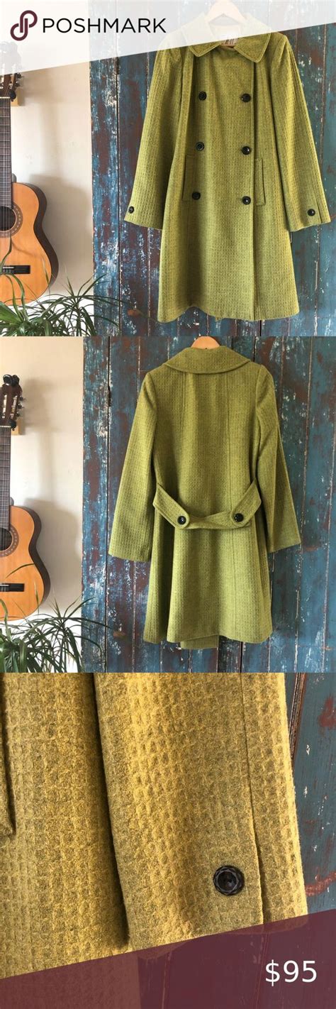 Vintage Milly Of New York Green Wool Pea Coat 6 Wool Peacoat Green