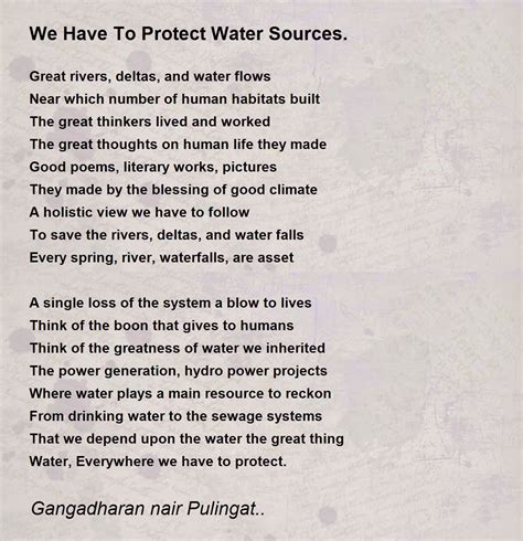 We Have To Protect Water Sources We Have To Protect Water Sources