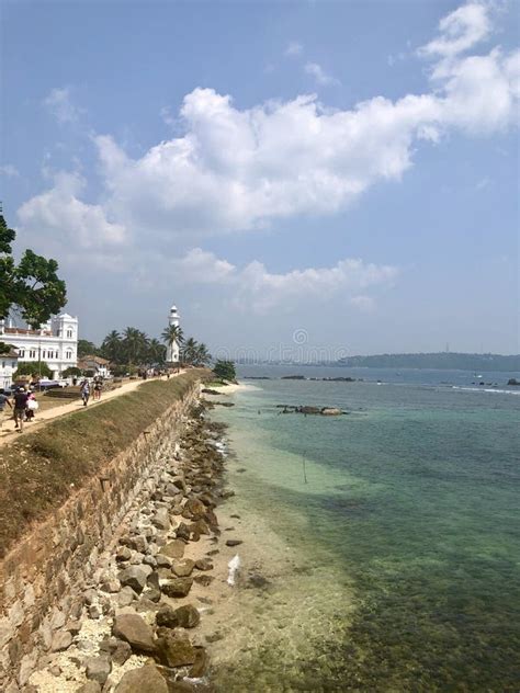 White Lighthouse With Palms In Sri Lanka Galle Editorial Photography