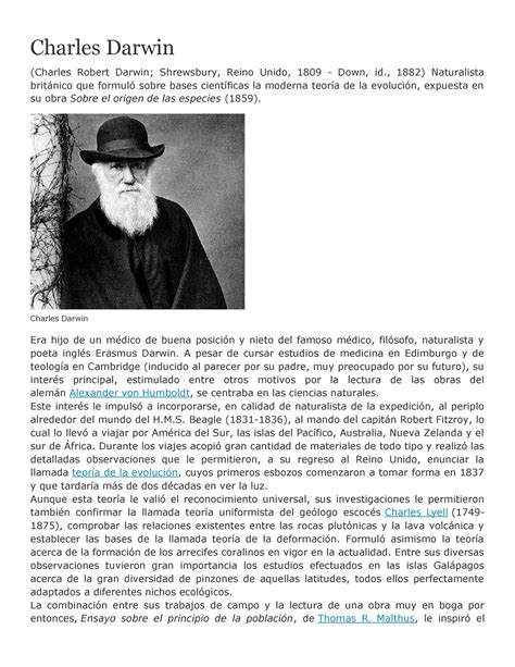 Biografia De Charles Darwin Charles Darwin Charles Robert Darwin