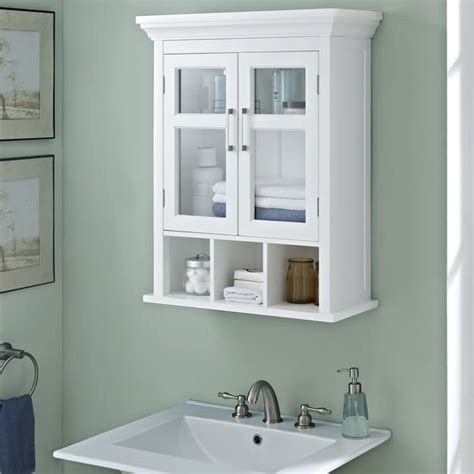 Wyndenhall Hayes Two Door Bathroom Wall Cabinet With Cubbies In White