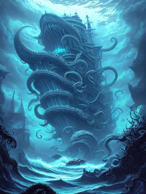 Premium AI Image | The sea monster is a fantasy illustration by the artist kraken.