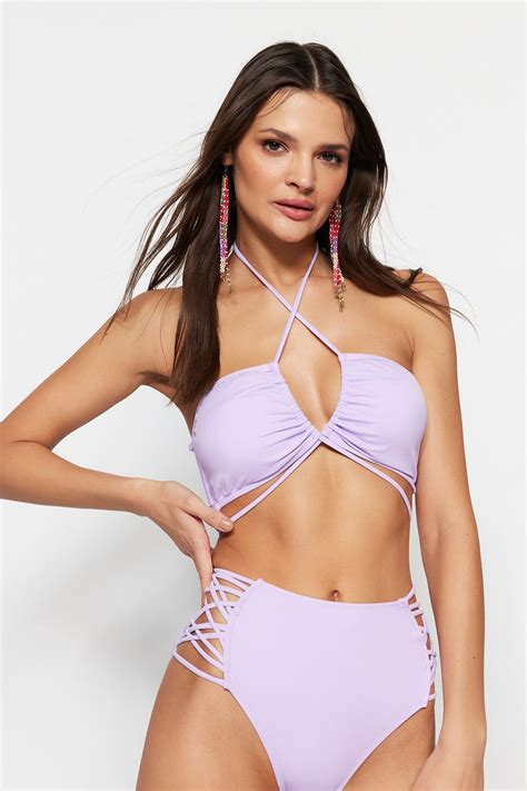 Trendyolmilla Lila Straplez Bağlamalı Bikini Üstü TBESS23BU00003 Fiyatı Yorumları Trendyolmilla