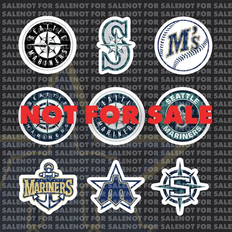 Seattle Mariners Sticker Set Peel and Stick (9 Stickers)