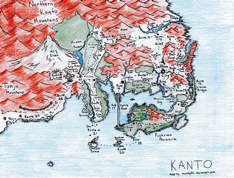 Pokemon Kanto Region Map By Mamep21 On Deviantart