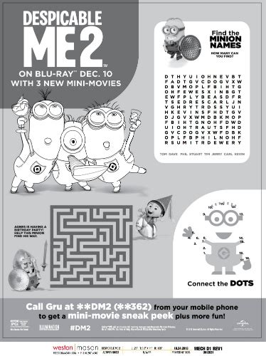 Despicable Me 2 Printable Minion Activities Puzzle Page Mama Likes This