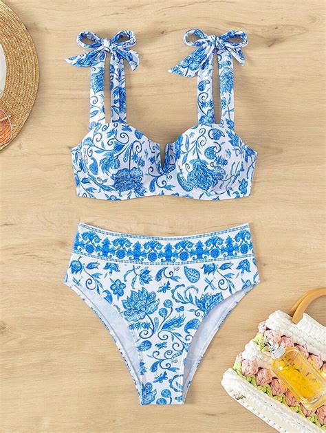 SHEIN Swim Vcay Set Bikini Costume Da Bagno Con Stampa Floreale SHEIN