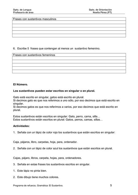 Ejercicios Sobre Sustantivos PDF Descarga Gratuita