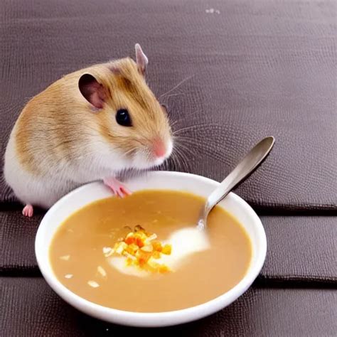 Detailed Photo Of A Hamster Eating Soup Various Stable Diffusion