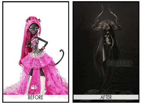 Melenka Ooak Repaint Custom Doll Demon Horns Black Catty Noir