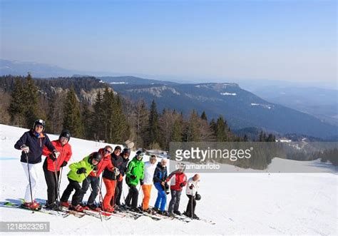 Ski Club School Skiing Trips Friends A Happy Large Group Of Snow Skiers ...