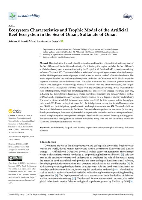 Pdf Ecosystem Characteristics And Trophic Model Of The Artificial