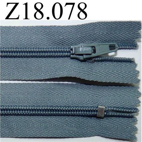 fermeture zip à glissière longueur 18 cm couleur gris bleu non