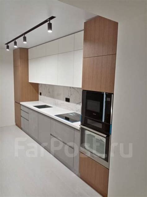 Кухонный гарнитур/ Наномойка, прямая, встроенная, мдф, светлое дерево ...