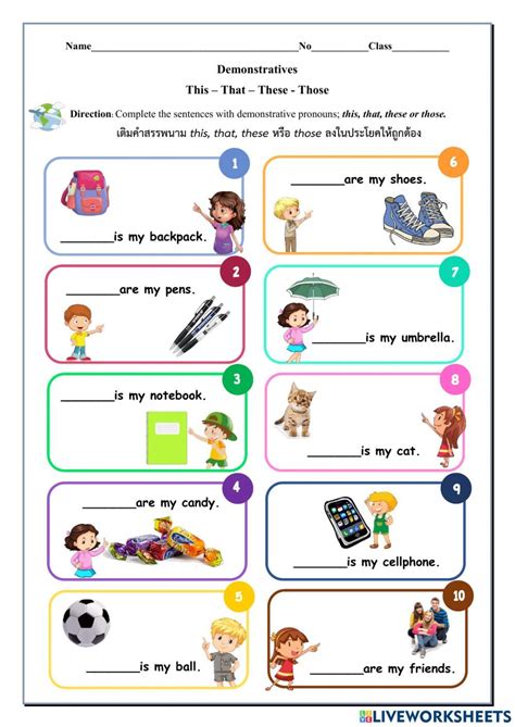 Worksheets For Demonstrative Pronouns