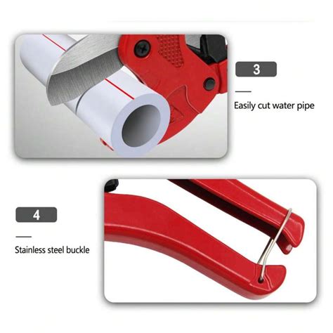 WISEUP Ratchet PVC Pipe Cutter Heavy Duty PPR Plastic Tube Cutting Tool