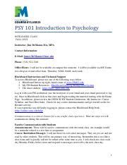 Psy Syllabus Pdf Psy Course Syllabus Psy Introduction To