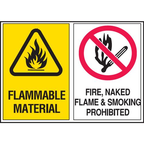 Multiple Warning Signs Flammable Material Fire Naked Flame Smoking