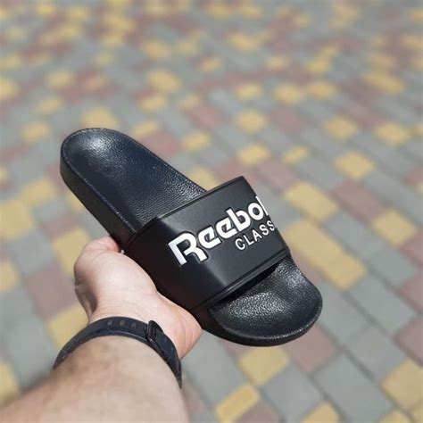Жіночі чорні шльопанці reebok / женские черные шлепки сланцы тапки ...