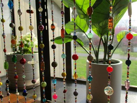 Unique Multi Colored Glass Bead Strands Window Curtain Etsy