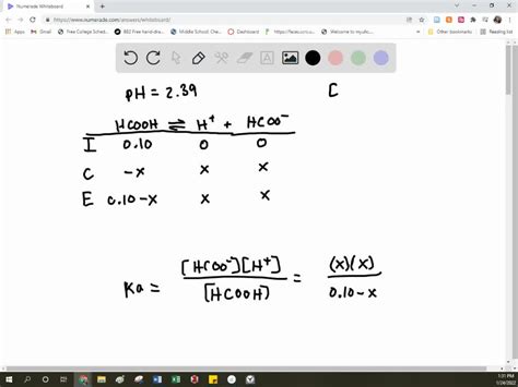 SOLVED The PH Of A 0 10 M Solution Of Formic Acid HCOOH Is 2 39