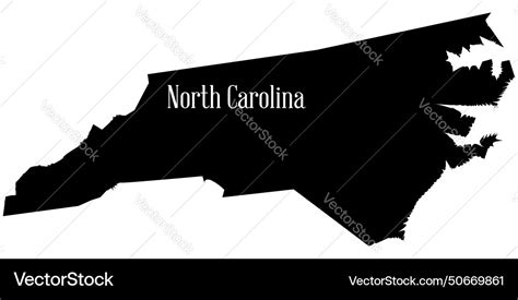 North Carolina State Silhouette Map Royalty Free Vector