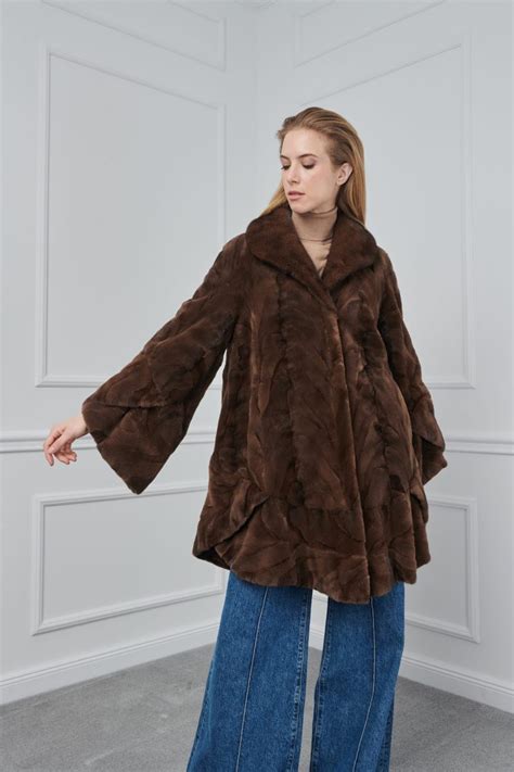 Brown Sheared Mink Sections Jacket Shopifur