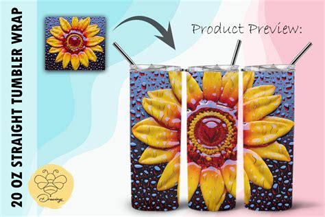 Sunflower D Pop Art Tumbler Wrap Graphic By Beedrawings