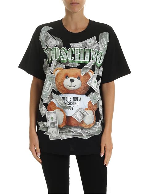 Moschino Teddy Dollar Logo T Shirt In White Modesens Moschino