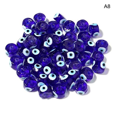 10st Pärlor Lampwork Murano Mix färg Glas Evil Eye Beads Blue ed42