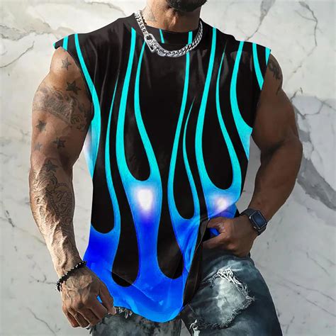 Ddapj Pyju Big And Tall Tank Tops For Men Novelty 3d Flame Print