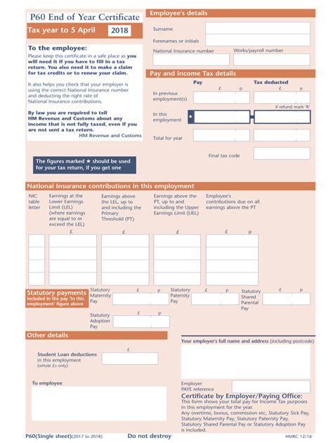 P60 End Of Year Certificate Fill Out Sign Online DocHub