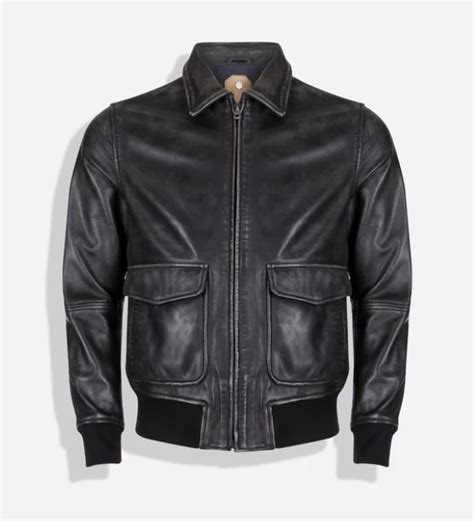 Jekyll And Hide Leather Jacket Male Harry Bomber Jacket Black