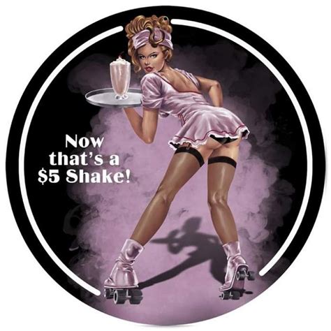 Vintage Shake Round Pin Up Girl Metal Sign 14 X 14 Inches