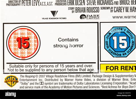 15 rating on HD DVD case - Contains strong horror suitable for persons ...