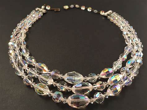 AURORA BOREALIS CRYSTAL Necklace Vintage Jewelry Crystal