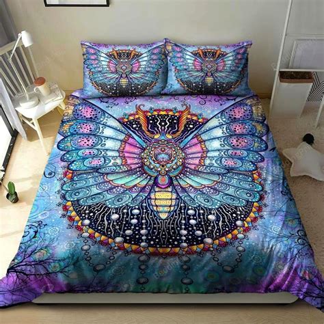 Psychedelic Trippy Colorful Butterfly Duvet Cover Bedding Set PLEASE