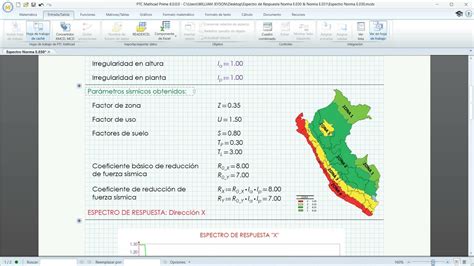 Hoja de cálculo automatizado del Espectro de Respuesta en Mathcad Prime