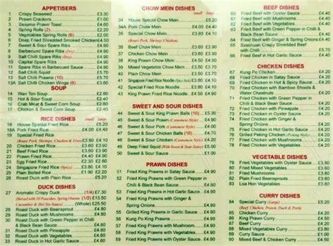 Menu At Rose Garden Chinese Takeaway Fast Food London 37 Marsh Hill