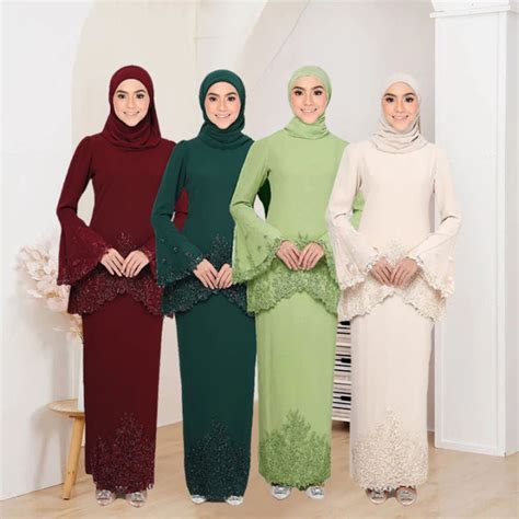 Jojobars Baju Kebaya Modern Sulam Kurung Flare Sleeves Embroidery