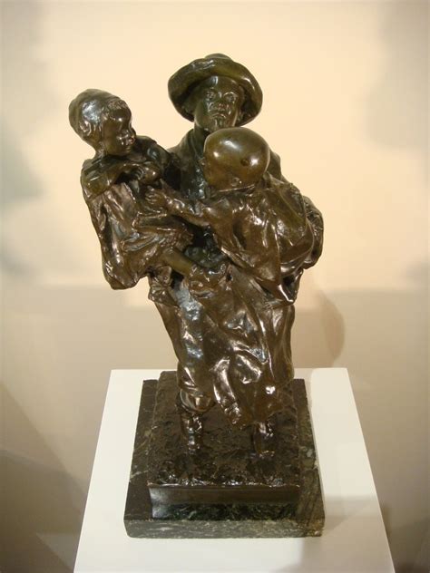 Proantic Sculpture En Bronze Homme Et Ses Enfants Léonardo Bistolfi