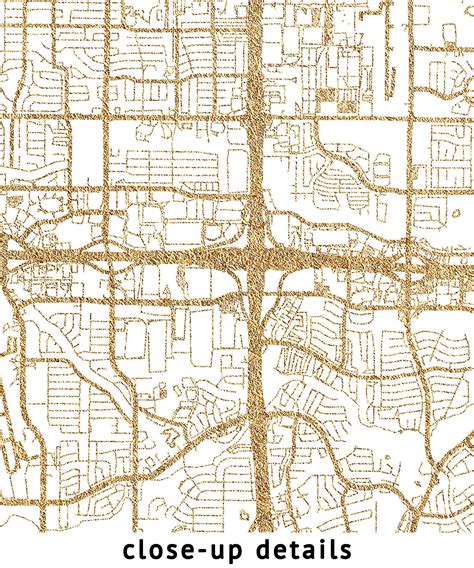 Grand Prairie Texas Map High Resolution Real Gold Leaf Texture