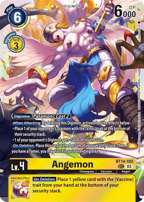 Digimon Trading Card Game Blast Ace Single Card Secret Rare Angemon Bt14 102 Toywiz