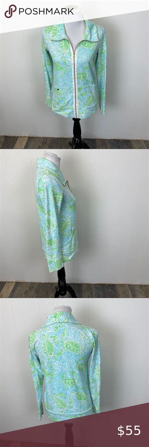 Lilly Pulitzer Spa Blue Green Leona Jacket Blue Floral Skirt Black