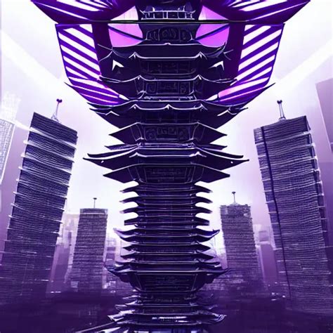 Futuristic Pagoda Shrine In Tokyo Megapolis In Style Stable Diffusion